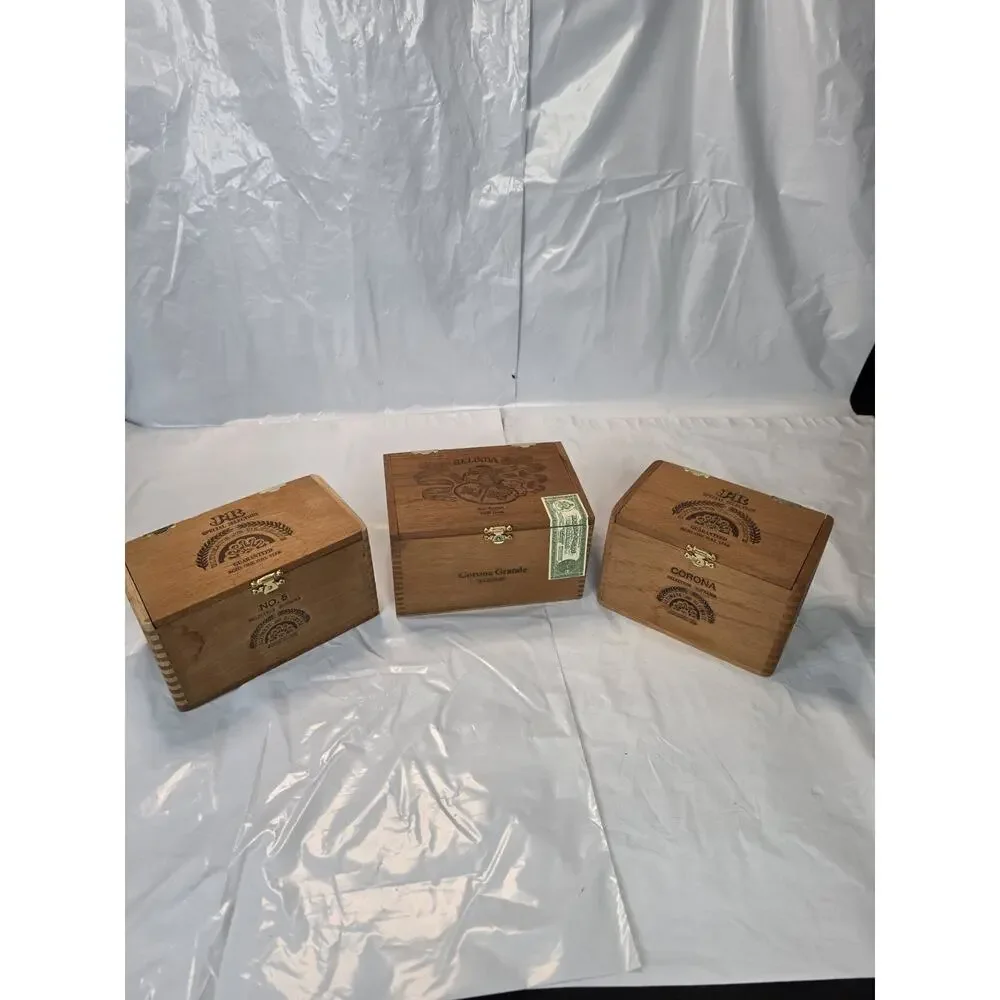 THREE (3) BEAUTIFUL WOODEN CIGAR BOXES Holds 25 Cigars Each..